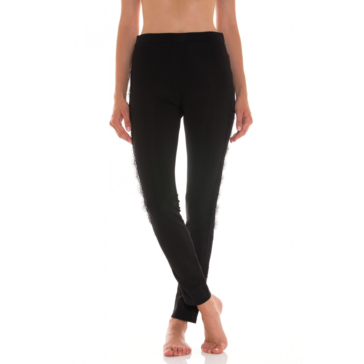 Leggings con Bande Laterali in Pizzo Sfrangiato - SanGiacomo