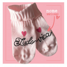 "WELCOME KIT" BIMBA - CONFEZIONE REGALO CON 3 PAIA DI CALZINI BABY. UN PAIO ROSA PERSONALIZZATO DIPINTO A MANO E 2 PAIA BIANCHI! 