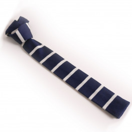 CRAVATTA BLU A RIGHE BIANCHE